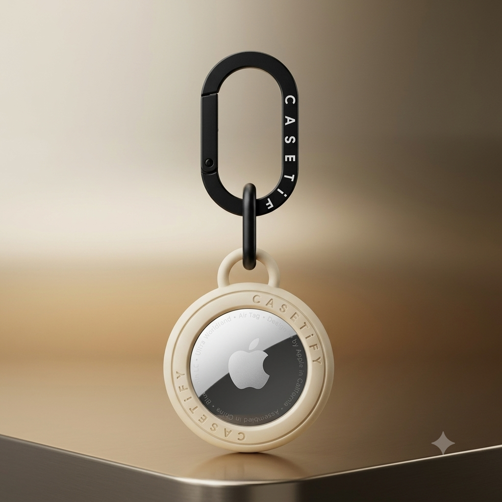 CASETiFY AirTag Holder – Premium Protection in Oatmeal Sand