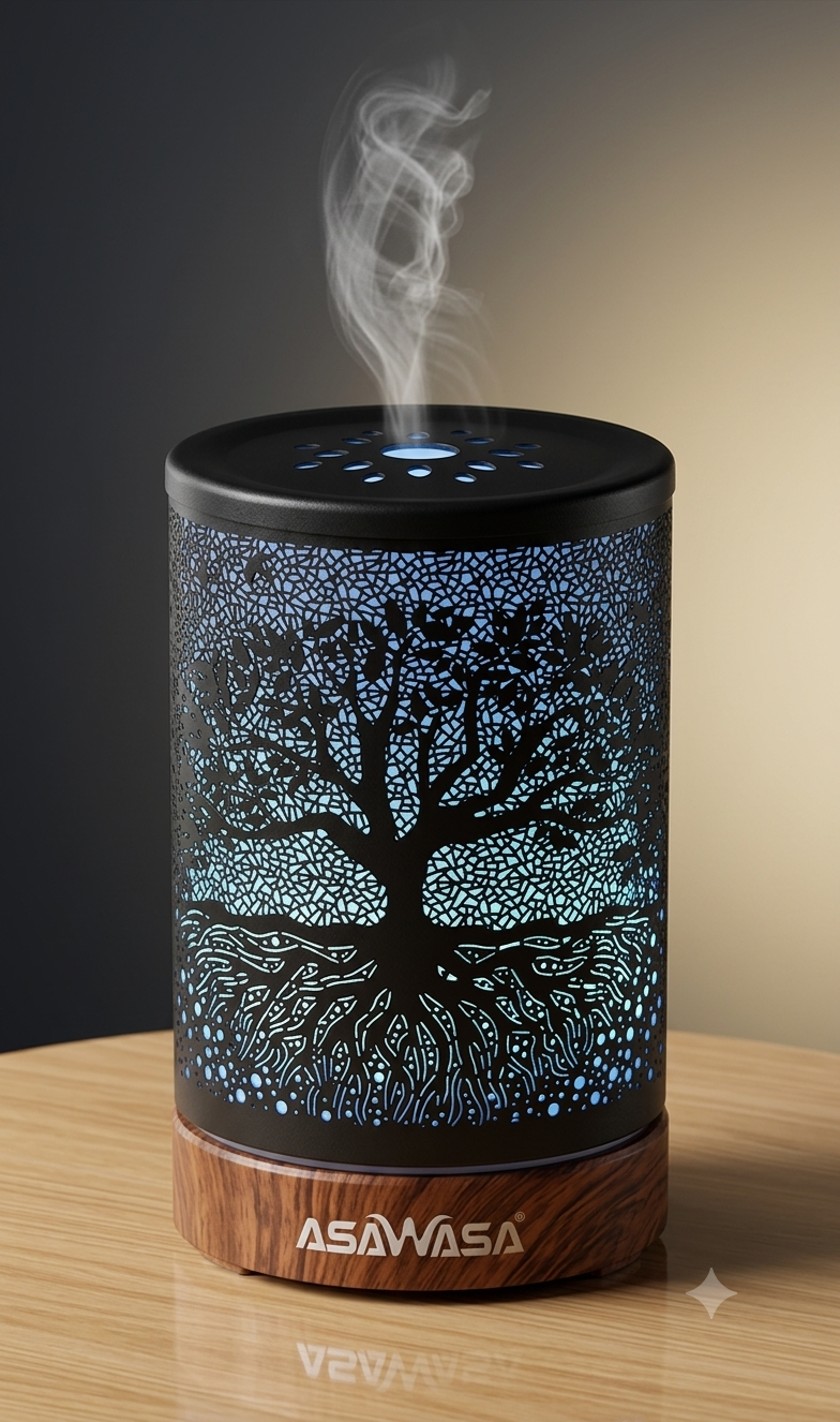 ASAWASA Ultrasonic Essential Oil Diffuser – Tree of Life Metal Cutout