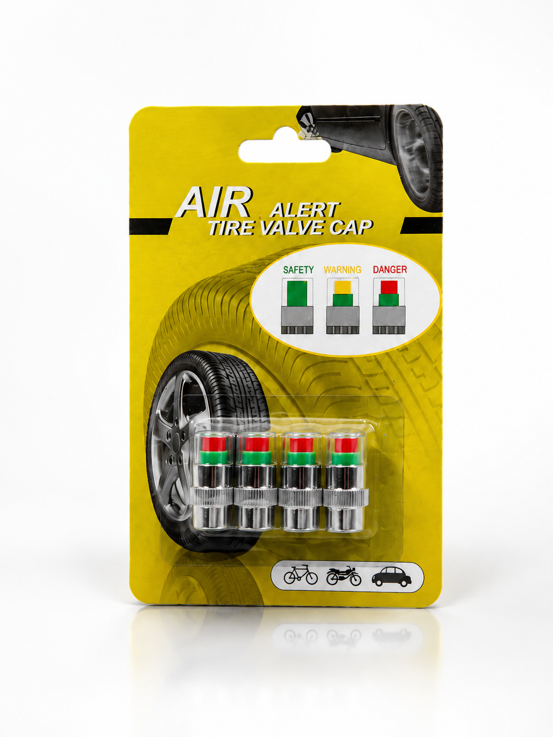 Air Alert Tire Valve Cap - গাড়ির টায়ার প্রেসার ইন্ডিকেটর ভাল্ব ক্যাপ (৪ পিস সেট)